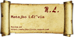 Matejko Lívia névjegykártya